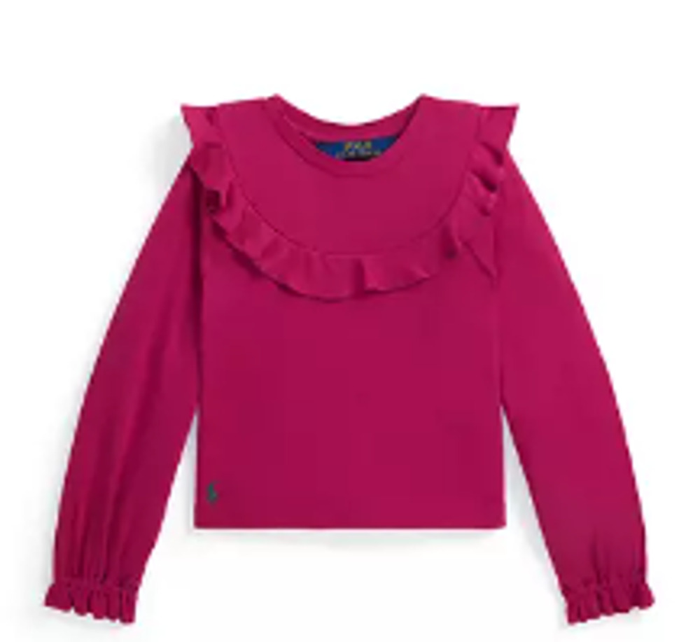 Ralph Lauren Childrenswear Girls 2-6x Ruffled Cotton Modal Top 6X